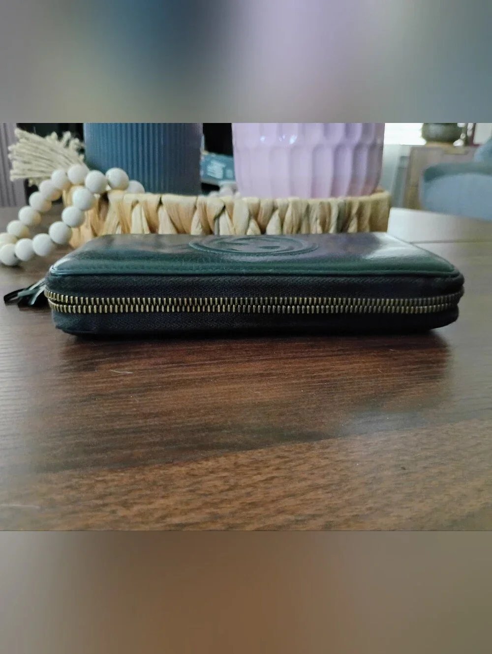 Gucci Soho Black Pebbled Leather Zip Around Wallet Tassel (As-Is)